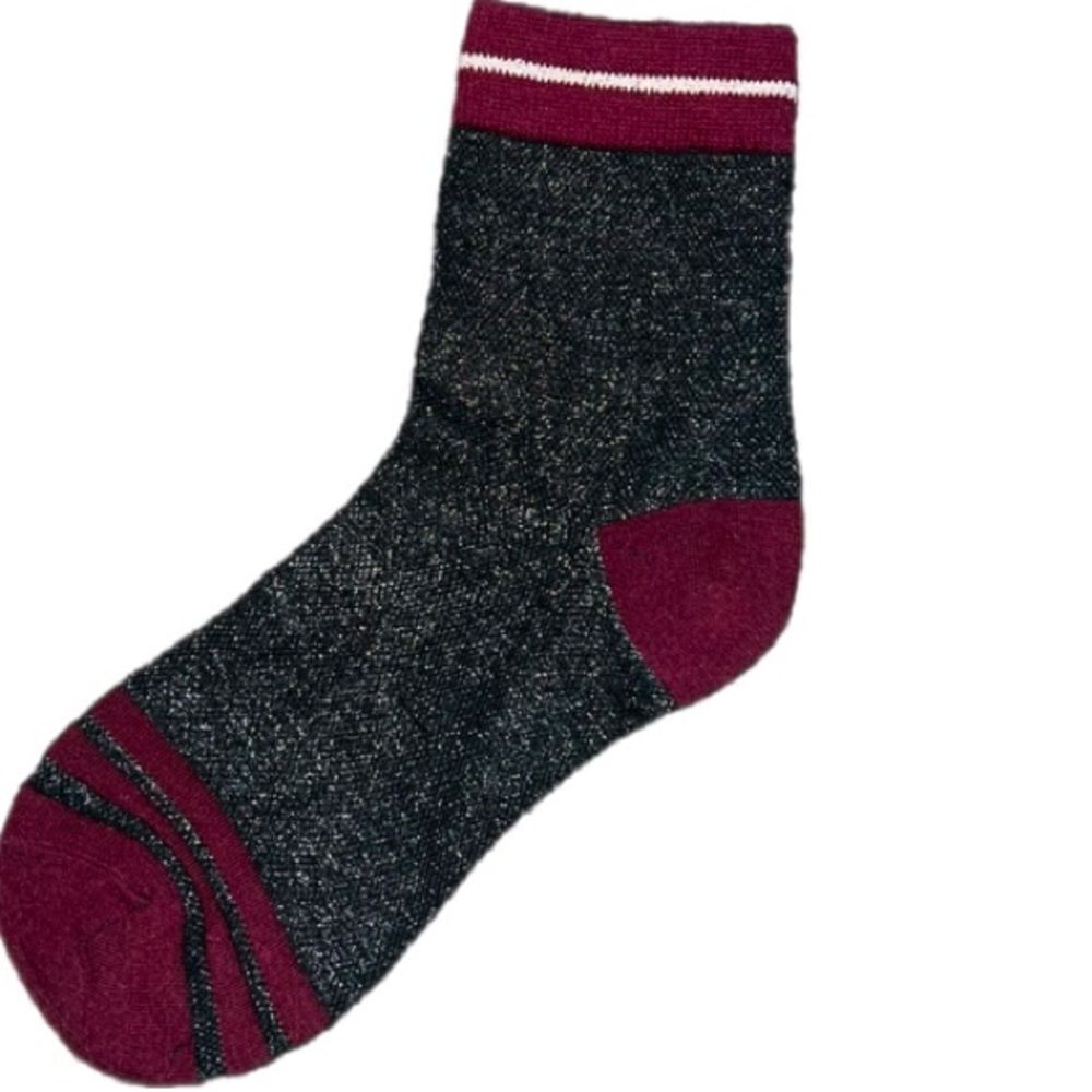 Victorias Secret PINK Extended Ankle Sock One Size Metallic gray burgundy 1 pair